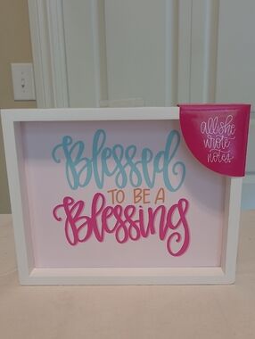 All She Wrote Notes "Blessed to Be a Blessing" Pink & Blue Wall Sign